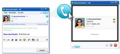 Telefonieren mit dem MySpaceIM with Skype