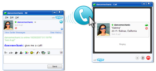 Making a call from the Message Window