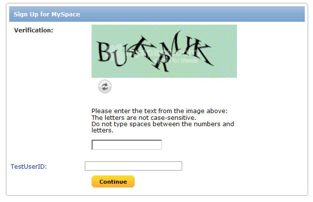 Setting up a MySpace Account