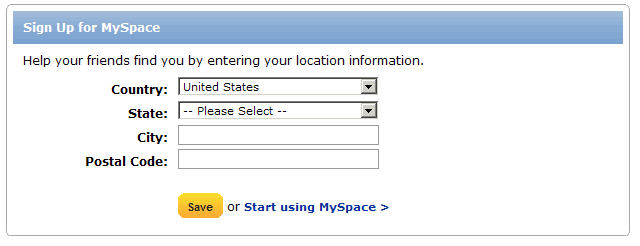 Setting up a MySpace Account