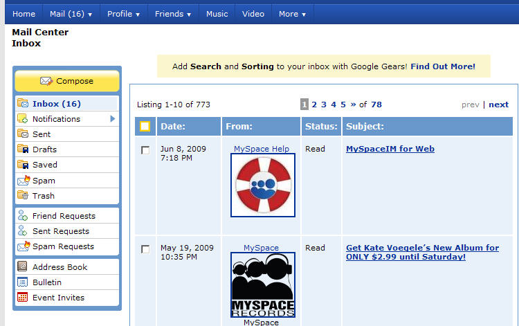 Setting up a MySpace Account