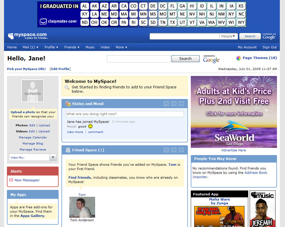 Setting up a MySpace Account